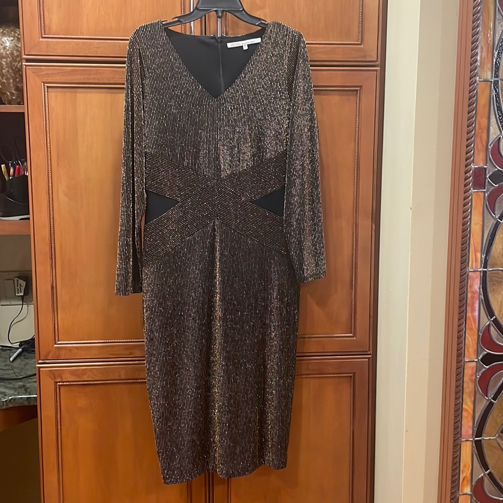 STUNNER!! Brown gold and black evening dress by Rachel Roy